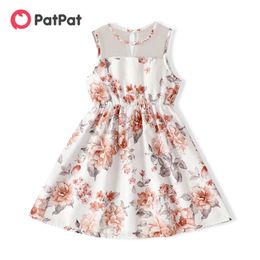 Girl's Dresses Pt Childrens Floral Print Screen Design ärmlös klänningl240508