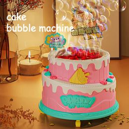Electric Children Cake Bubble Machine Toy Electric Flashing Music Automatic Machine Bubble Children Girl Toys Birthday Gift 240507