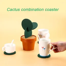 Table Mats Coasters DIY Cactus Set Novelty Gift Non-slip Tea Coffee Cup Holder Heat Insulation Pad Home Decor Kitchen Tool