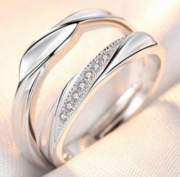 Temperament Korean Simple Fashion Pair Men and Women Couple Ring Style Crown Zircon Couple Rings Opening Wedding Simulation Diamon8519432