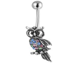 D0677B Multi Color Owl style navel button ring piercing body jewlery7057857