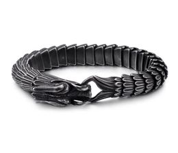 Chinese Dragon Scales Link Chain Bracelets Retro Ancient Silver Stainless Steel Men Bangle6352347