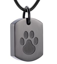 LKJ8003 Pet Paw Print Gun Color Stainless Steel Memorial Urn Pendant Hold Animal Ashes Keepsake Cremation Necklace7163643