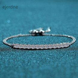 Moissanit Armband Weiß Gold plattiert Sterling Sier Frauen 1,3 ct d vvs1 rund geschnitten Diamant einstellbare Eternitätskette