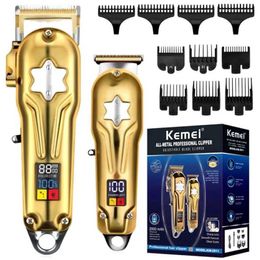 Electric Shavers Kemei 2011 All Metal Combo Kit Electric Hair Trimmer For Men Professional Hair Clipper Barber Hair Cutting Machine Rechargeable T240507