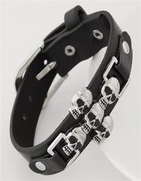 Retro Vintage Accessories Leather Men Belt Buckle Charm Bracelet Open Women Skeleton Skull Wrist Bangles Fashion Jewellery For7077154