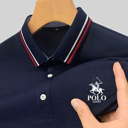 Herren Polos 2024 Polo-Shirt Herren gedruckte Marke kurzärmeliges T-Shirt Summer Business-Pullover absorbieren Top Q240508