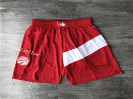 Men's Team Basketball Short Just Don Toronto Fan's Red Colour Sport Stitched Shorts Hip Pop Pants With Pocket Zipper Sweatpants In Size S- Size 2XL5665842
