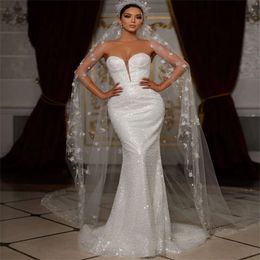 Bez rękawów Wedding Cequine Eleganckie sukienki Sweetheart Syrenka Sąd Dostępna w wielu kolorach wykonane niestandardowe suknia ślubna plus rozmiar Vestidos de novia