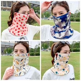 Scarves Floral Silk Mask Cycling Face Cover Printed Neck Wrap Gini Sunscreen Scarf Hiking