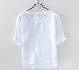 Men039s TShirts Summer Pure T Shirt Casual Solid Linen Top Tshirt For Men ONeck Short Sleeve Tshirt Male Tops Tees TS40217468130