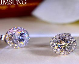 2 CT Solid 925 Sterling Silver Wedding Anniversary SONA Moissanite Diamond Stud Earring Engagement Fashion Jewelry Women Drop Ship8496574
