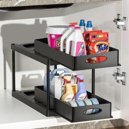 Kitchen Storage 1Pc Under Bathroom Sink Organizer 2 Tier Cabinet Multi-Purpose Shelf