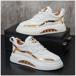 Casual Shoes White Gold Men Sports Height Increasing Designer Luxury Sneakers Trainers Zapatillas Hombre