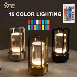 Table Lamps LED Lamp Luxury Night Light Room Decor Rechargeable Atmosphere RGB 16 Colour Portable Cordless Desk Bedside