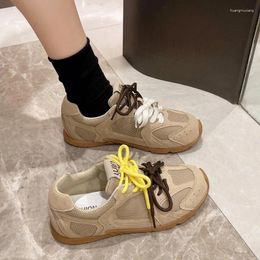 Casual Shoes 2024Vintage Sneaker Lace Up Mixed Colours Ladies Cosy Track Trainers Women Vulcanize Footwear Spring Autumn