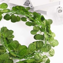 Decorative Flowers Wreaths 6pcs/12pcs Green Vine Silk 200Cm Artificial Ivy Hanging Leaf Garland Plant Creeper Leaf Garden Home Wedding Bathroom Decoration