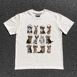 Women's T-Shirt The New Cat Wears Earphones To Party Hip-hop Mens and Womens Plus Size Cotton Short-slved T-shirt with Fr Shipping. Y240506