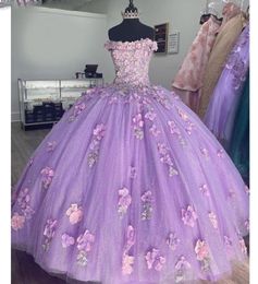 Fanshao Quinceanera Dress Lilac Lace Appliques Rhinestone Off The Shoulder For 15 Girls Ball Formal Gowns Exqusite Vestido9231413