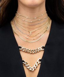 3mm width thin plain cuban link chain 4mm bezel cz european women gold Colour chain choker necklace valentines day gift3539685