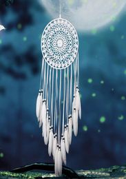 Handmade Lace Dream Catcher Circular With Feathers Hanging Decoration Ornament Craft Gift Crocheted White Dreamcatcher Wind Chimes5760228
