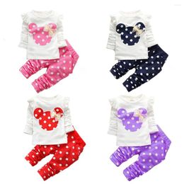 Clothing Sets Baby Girls Toddler Kids Spring Autumn Bow Dot Long Sleeve T Shirt Pants 2Pce Suits Infant Fashion Clothes Outfits