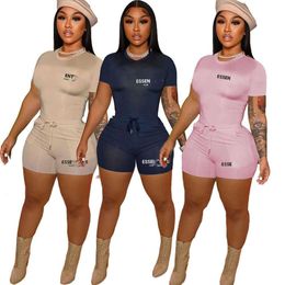 Designer Womens Tracksuits Summer Sports Outfits 2 Piece Short Set Letter Printed Short Sleeve T Shirt And Shorts Jogging Suits