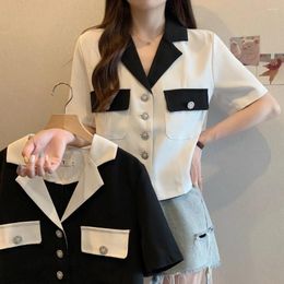 Women's Jackets Clothing Summer Elegant Short Sleeve Suit Jacket For Ladies V-neck Top Trendy Female Clothes Plus Size Loose Coat