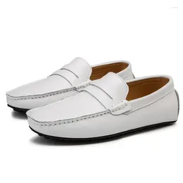 Casual Shoes Men's Summer Single Layer Leather Breathable Hollowed Leisure Slip-on