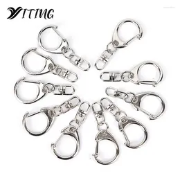 Keychains 10pcs 50mm Polished Colour Keyring Keychain Split Ring With Short Chain Key Rings Women Men DIY Chains Accessories