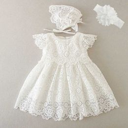 Christening dresses Newborn Baby Shower Dress Party Girl Lace Princess 1st Birthday Clothing 3-24M Q240507