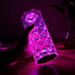 Table Lamps Rechargeable 16 Colors RGB Rose LED Night Light Color Changing Crystal Touch Lamp For Bedroom Nightstand Christmas Decor