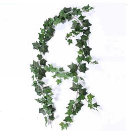 Decorative Flowers 1.8m Long Artificial Leaves Fake Plants Decoration Ivy Garlands Greenery Rattan Creeper Green Leaf Vine DIY Hanging Plant