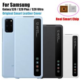 Cases Intelligent Flip Cover For Samsung Galaxy S20 Ultra S20 Plus S20+ S20 5G EFZG980 Flipfree Window View Smart Chip Leather Cases