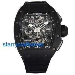 RM Luxury Watches Mechanical Watch Mills Rm011 Black Phantom Pvd Ceramic Carbon Rubber Watch st33