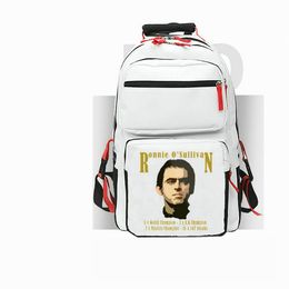 Ronnie O Sullivan backpack Snooker daypack Player school bag Sport Print rucksack Casual schoolbag White Black day pack