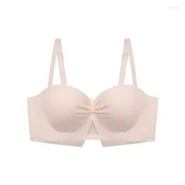 Bras Bow Tie Half Cup Lingerie Women's Breasts Gather Bra Without Steel Ring Solid Sexy Anti Slip Intimates Female Backless Daily
