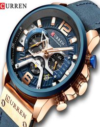 CURREN Casual Sport Watches for Men Blue Top Brand Luxury Military Leather Wrist Watch Man Clock Fashion Chronograph Wristwatch6851426