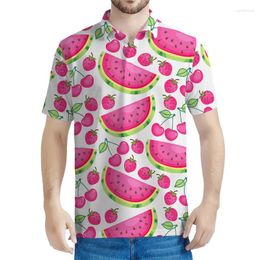 Men's Polos Fashion Colourful Watermelon Pattern Polo Shirt Men Women Summer Harajuku Short Sleeves Tees Hawaiian 3d Printed Fruits T-Shirt