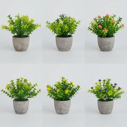 Decorative Flowers Small Artificial Babysbreath Flower Bonsai Simulated Pot Plants Fake Office Table Potted Ornaments Garden Decor