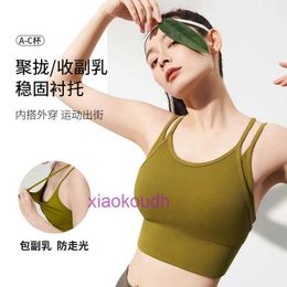 Designer Tops Sexy LUL Women Yoga Underwear Fake Two Shock-absorbing High-strength Outerwear Running Fitness Bras Sports Underwear Thin Yoga Tank Top