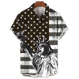 Men's Casual Shirts American Flag Print Short Sleeve Hawaiian Professional Lapel Everyday Shirt