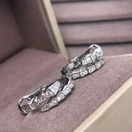 Stud Earrings 1: 1S925 Sterling Silver Custom Snake Bone Inlaid Zircon A Luxurious Valentine's Day Holiday Jewelry Gift