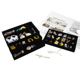 Jewelry Tray Black Drer Velvet Jewelry Storage Tray Ring Bracelet Gift Box Jewellery Organizer Earring Holder Jewelry Display Case