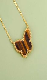 S925 silver butterfly shape with tiger eye stone for women wedding jewelry gift have stamp box PS47324170098