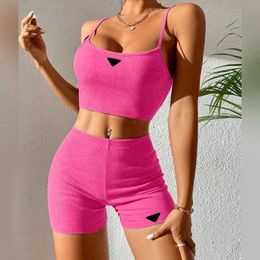 Designer Women's Fitness Set New Sexy Casual Sling Shorts Fashion Yoga Sports Summer Two Piece Set