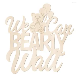 Party Decoration 2Pcs Bear Wooden Sign Set Baby Letter Banner We Can Bearly Wait Versatile Board Rustic Log Decor Supplies For Shower