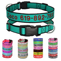 Adjustable Nylon Embroidered Dog Collar Custom ID Name Accessories Pet Collars For Small Medium Large Dogs Pets Supplies Perro 240508