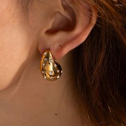 Stud Earrings 1pair Vintage Beads For Women Shiny Zircon Inlay Teardrop Earring Fashion Wedding Party Jewelry