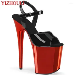 Dance Shoes Electroplated Red 8 "sexy High-heeled 20cm Super High Star Metal Toe And Ankle Women Party Dancing